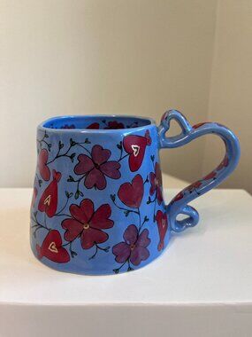 Anthropology 'The Mud Fairy' blue heart mug